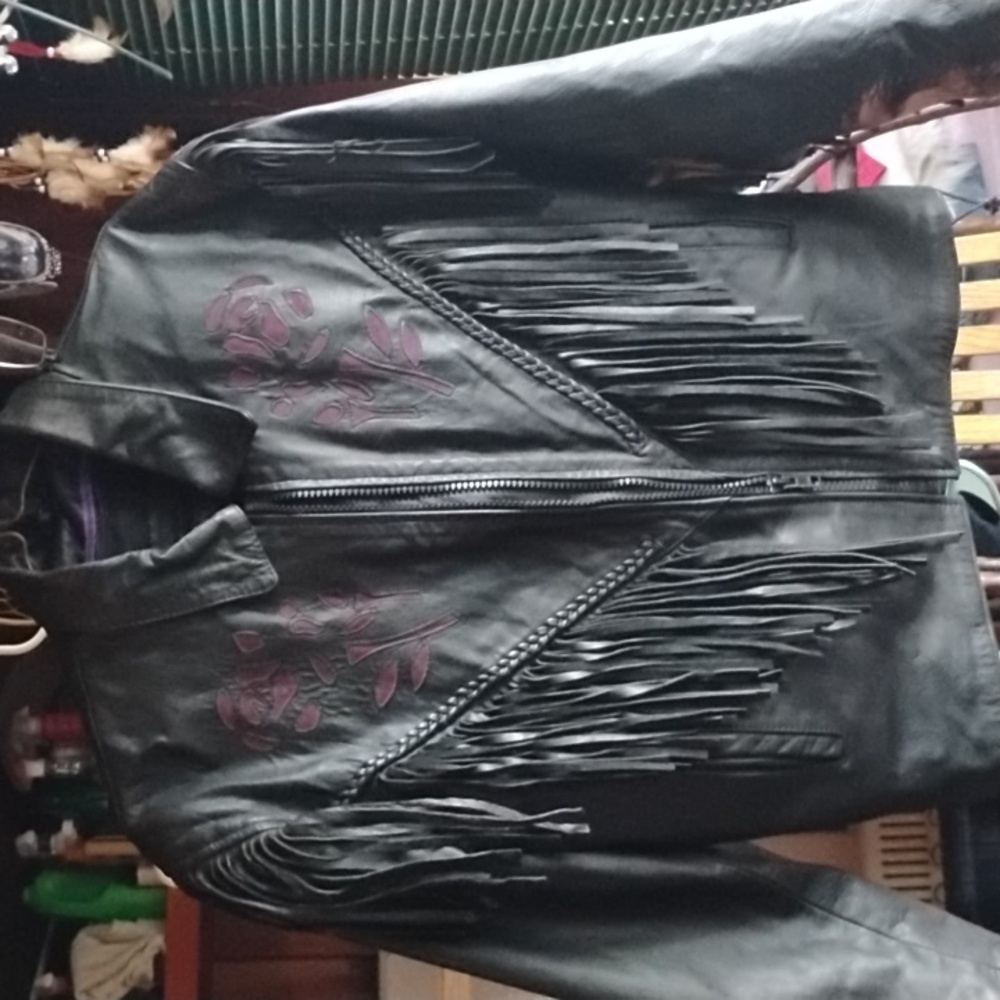 Unik Black and Purple Heavy Leather Jacket